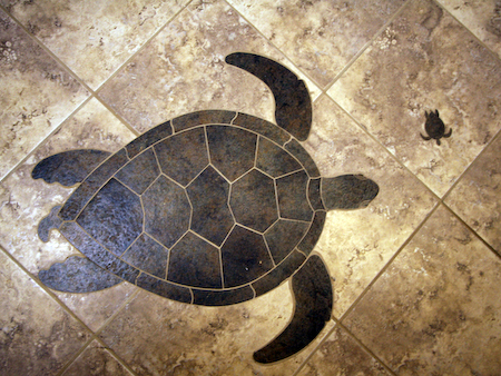 LARGE TURTLE AND BABY ON ENTRY WAY FLOOR
